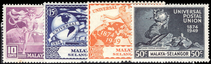 Selangor 1949 UPU lightly mounted mint.