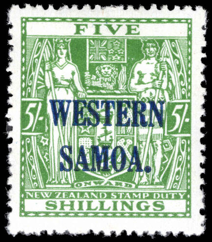 Samoa 1935-42 5s green Cowan paper lightly mounted mint.