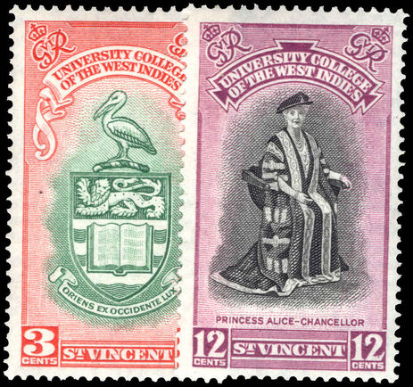 St Vincent 1951 Inauguration of BWI University College lightly mounted mint.