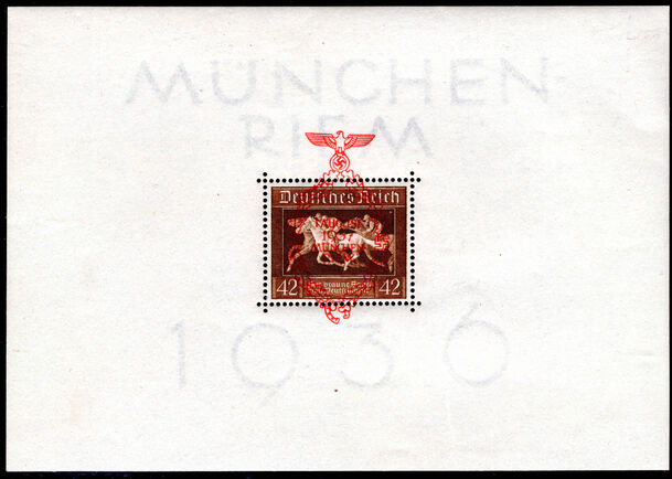 Third Reich 1936 Brown Ribbon of Germany souvenir sheet fine used.