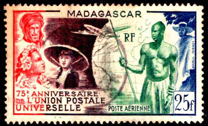 Madagascar 1949 75th Anniversary of UPU fine used.