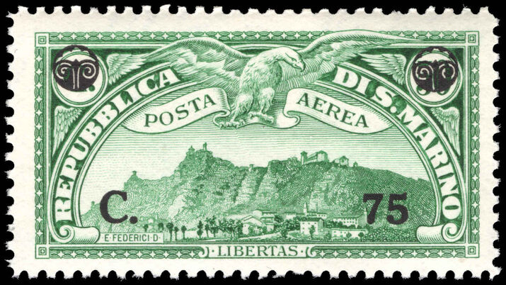 San Marino 1936 75c on 50c green unmounted mint.
