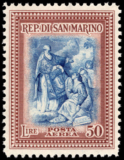 San Marino 1947 Reconstruction 50l air unmounted mint.