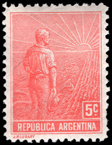 Argentina 1911 5c Ploughman wmk 69 fine unmounted mint.