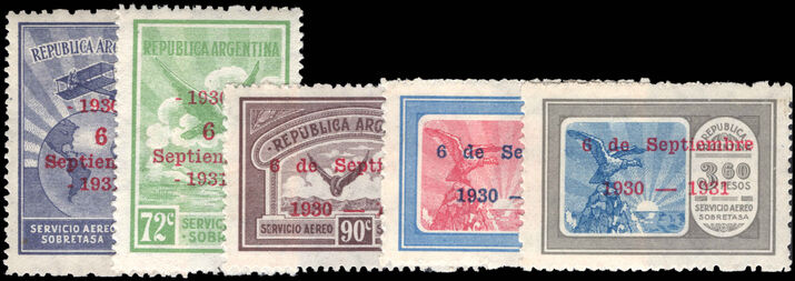 Argentina 1931 First Anniversary of 1930 Revolution air set unmounted mint.