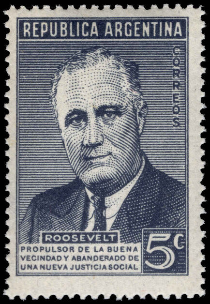 Argentina 1946 First Death Anniversary of President Franklin Roosevelt unmounted mint.