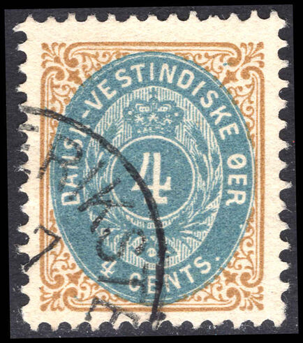 Danish West Indies 1873-1902 4c pale blue and yellow-brown perf 12½ normal frame fine used.
