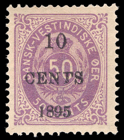 Danish West Indies 1895 10c on 50c reddish lilac ightly mounted mint.