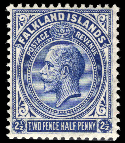 Falkland Islands 1912-20 2½d deep bright blue perf 14 fine lightly mounted mint.