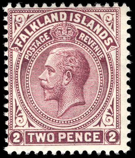 Falkland Islands 1912-20 2d deep reddish purple perf 14 fine lightly mounted mint.