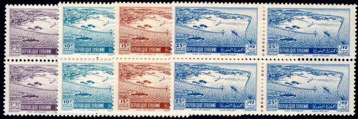 Syria 1950 Port of Latakia set in unmounted mint blocks of 4 (upper two lmm)