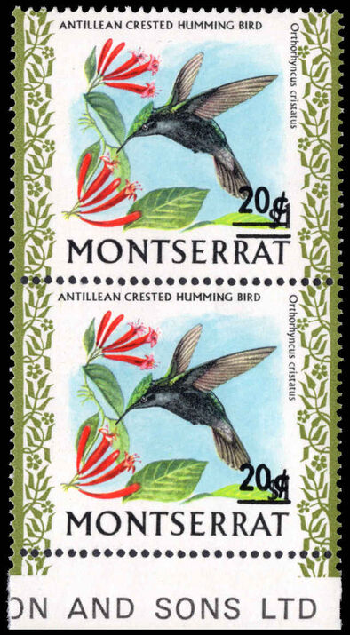 Montserrat 1974 20c with missing bar of surcharge unmounted mint.