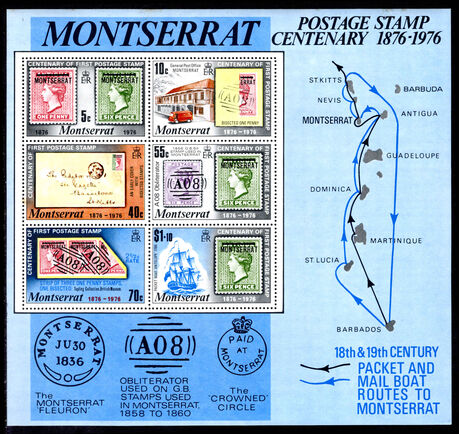Montserrat 1976 Centenary of First Montserrat Postage Stamp souvenir sheet unmounted mint.
