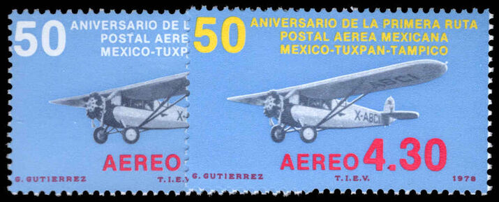 Mexico 1978 50th Anniversary of First Mexican Airmail Route unmounted mint.