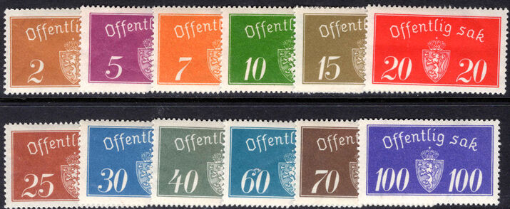 Norway 1933-37 Official Offset printing set mounted mint.