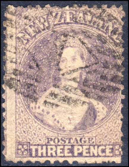 New Zealand 1862 3d brown-lilac wmk large star perf 13 fine used.