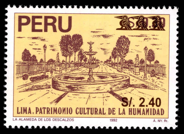 Peru 1999 1999 2s.40 on 30c brown and ochre provisional unmounted mint.