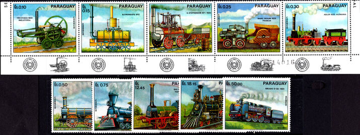 Paraguay 1972 Old locomotives (folded) unmounted mint.