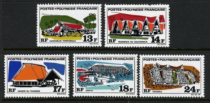 French Polynesia 1969 Buildings set unmounted mint.