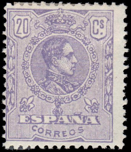 Spain 1920 20c Bright Violet Litho fine and fresh mint lightly hinged.