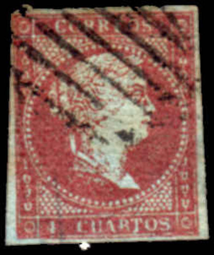 Spain 1855 4C Carmine Fine Used No Thins