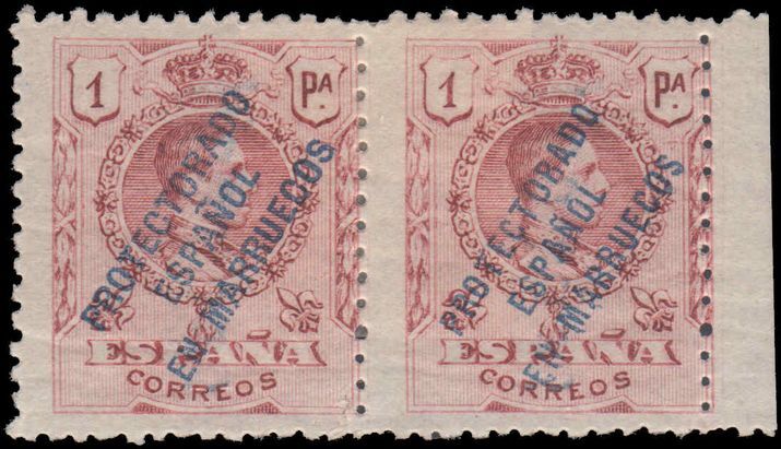 Spain Morocco 1915-16 1Pta Pair mint lightly hinged.