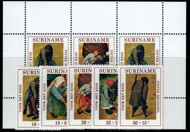 Suriname 1971 Child Welfare Brueghel set & souvenir sheet unmounted mint.