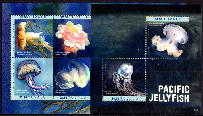 Tuvalu 2017 Pacific jellyfish sheetlet and souvenir sheet unmounted mint.