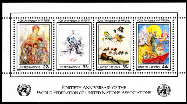 New York 1986 40th Anniversary of World Federation of United Nations Associations souvenir sheet unmounted mint.