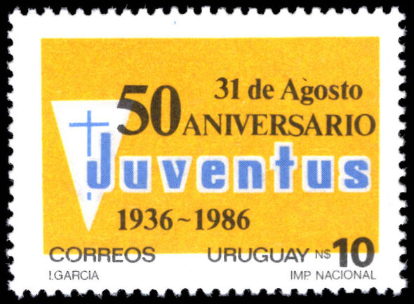 Uruguay 1987 50th Anniversary (1986) of Juventus Catholic Cultural Organisation unmounted mint.