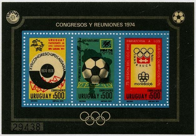 Uruguay 1974 Olympics Football souvenir sheet unmounted mint.