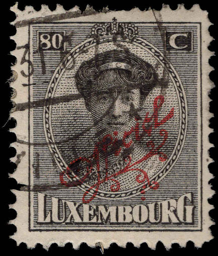 Luxembourg 1922-34 80c official red overprint fine used.