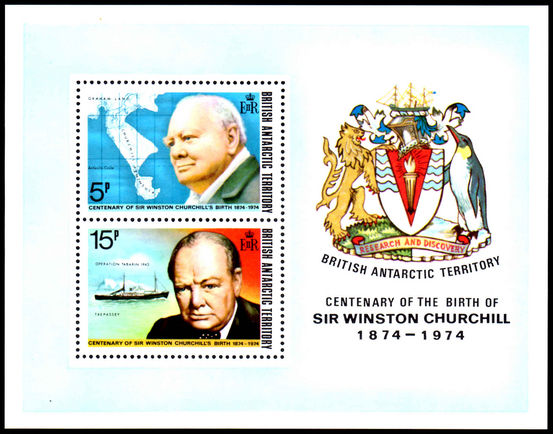 British Antarctic Territory 1974 Winston Churchill souvenir sheet unmounted mint.