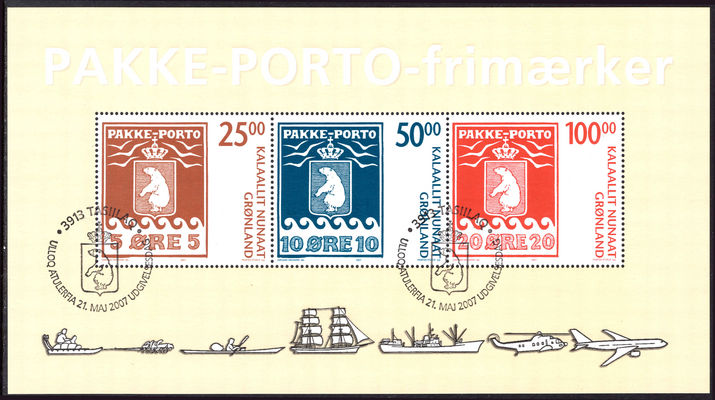 Greenland 2007 Centenary of Parcel Post souvenir sheet fine used.