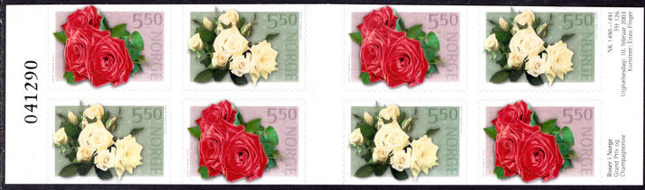 Norway 2003 Roses greetings booklet unmounted mint.