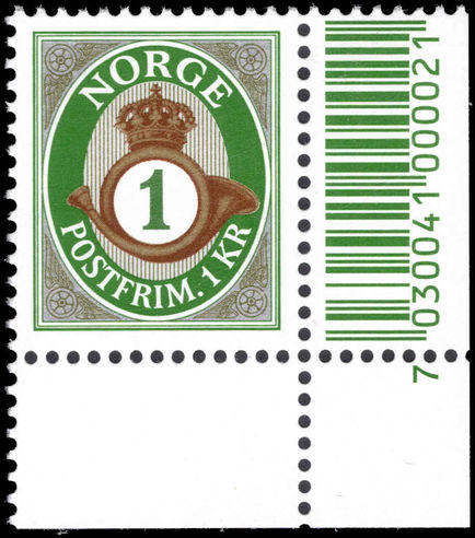 Norway 2000-05 1k no phosphor barcode marginal unmounted mint.