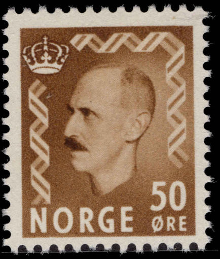 Norway 1950-57 50ø yellow-brown unmounted mint.