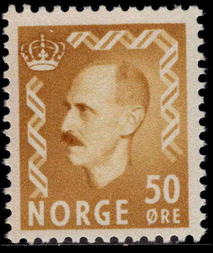 Norway 1950-57 50ø yellow-ochre unmounted mint.