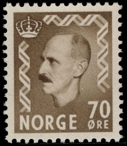 Norway 1950-57 70ø olive-brown unmounted mint.