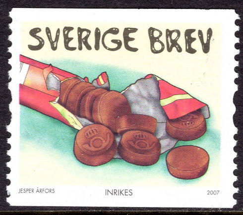Sweden 2007 Chocolate Coil Stamp unmounted mint.