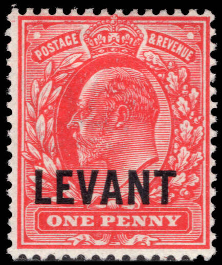 British Levant 1905-12 1d scarlet lightly mounted mint.
