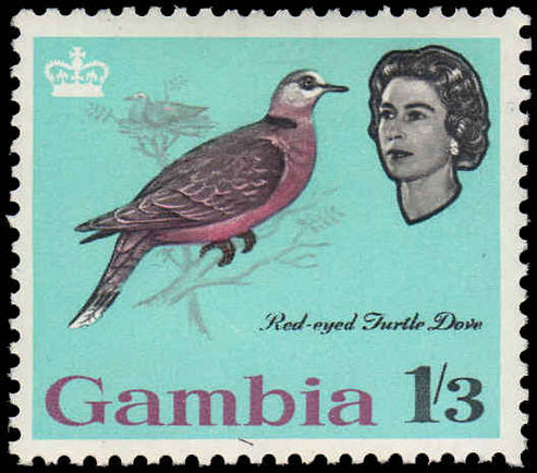 Gambia 1963 1sh3d Red-eye Dove fine mint lightly hinged.