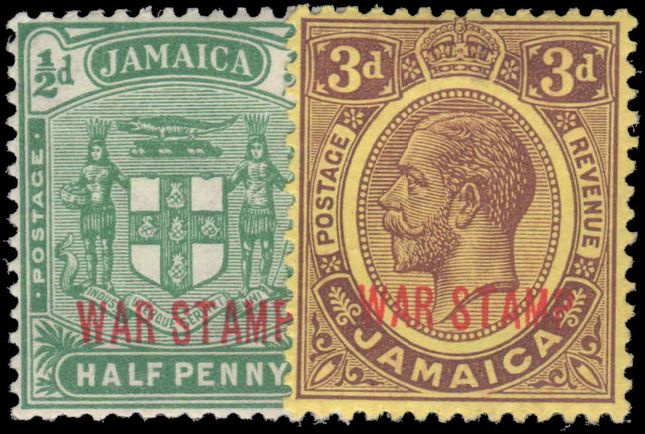 Jamaica 1919-20 War Tax pair fine lightly mounted mint.