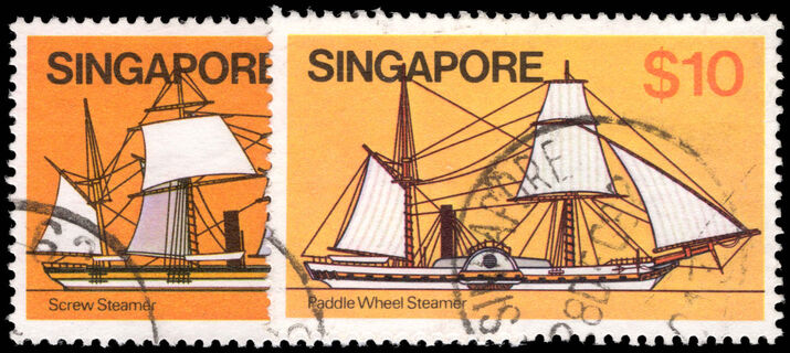 Singapore 1980-84 $5 & $10 ships fine used.