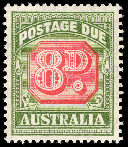 Australia 1946-57 8d postage due wmk CofA lightly mounted mint.