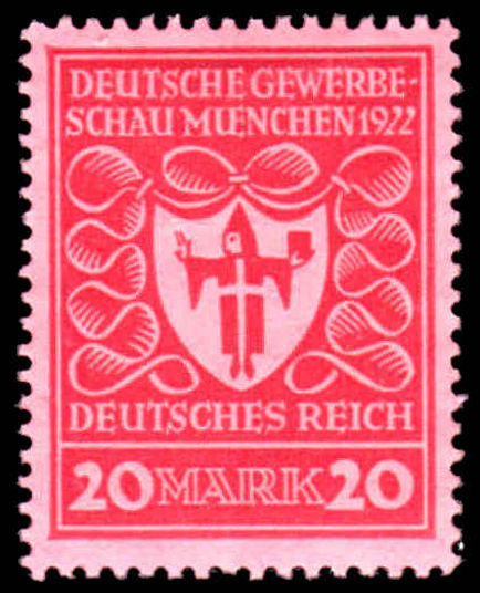 Germany 1922 Munich Exhibition 20m smooth gum lightly mounted mint.