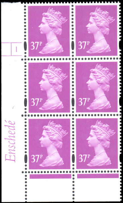 Y1697 37p Bright Mauve Enschede Two 9.5mm Blue Bands Cylinder 1 No Dot unmounted mint.
