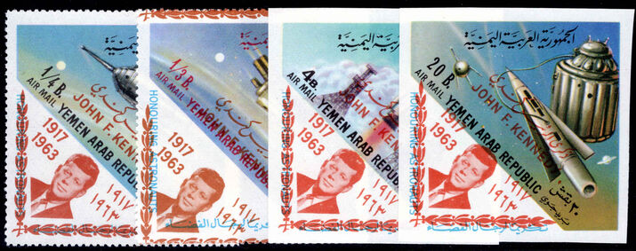 Yemen Republic 1965 President Kennedy Memorial Issue RED-BROWN OVERPRINTS unmounted mint.