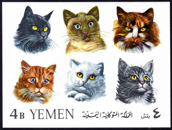 Yemen Kingdom 1965 Cats souvenir sheet unmounted mint.
