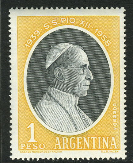 Argentina 1959 Pope Pius XII unmounted mint.